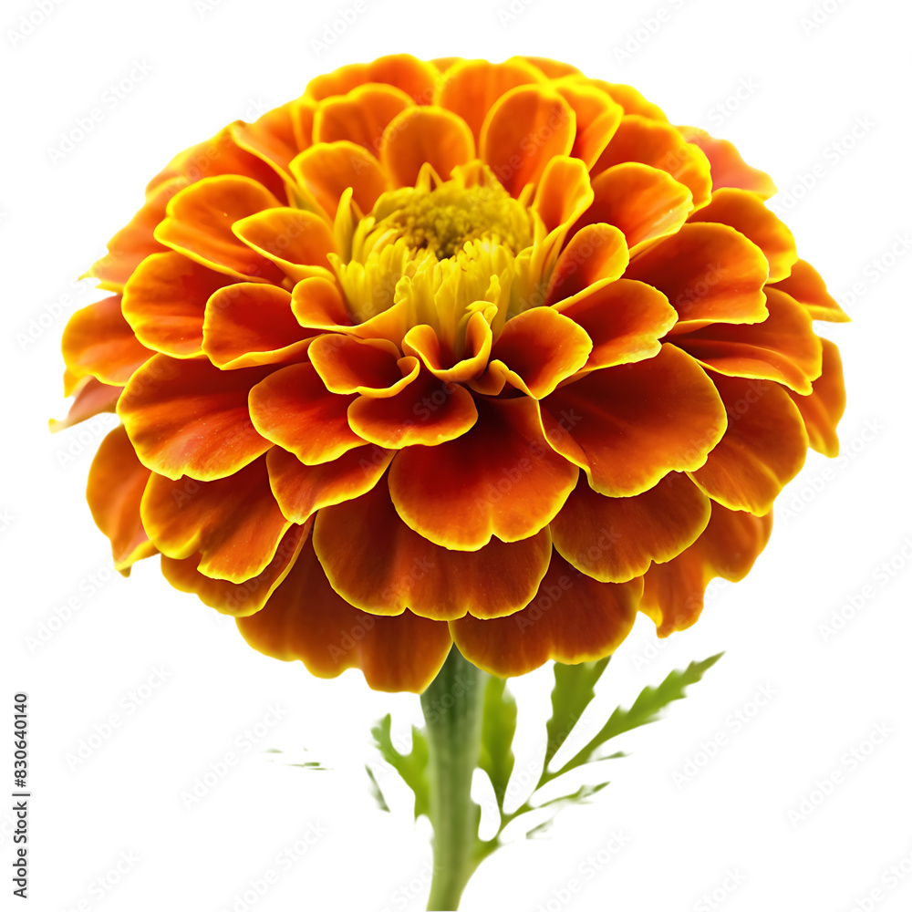Yellow marigold flower isolated on transparent background