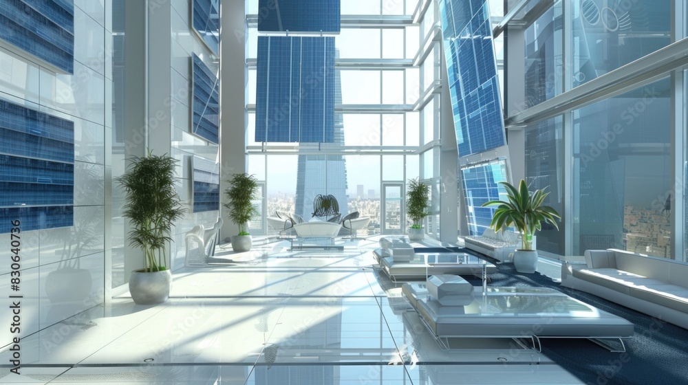 Fototapeta premium High-Tech Office with Renewable Energy Solutions
