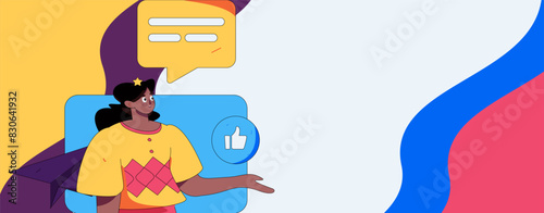 Virtual characters social communication concept business flat vector hand drawn illustration
