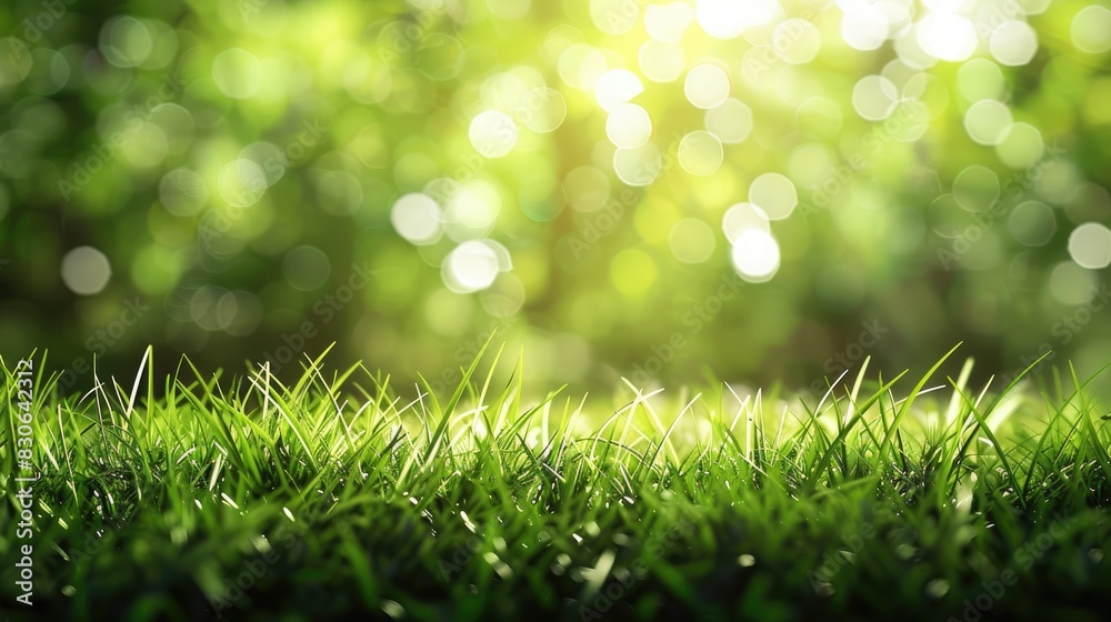 Obraz premium Grass in the foreground with a blurred bokeh background