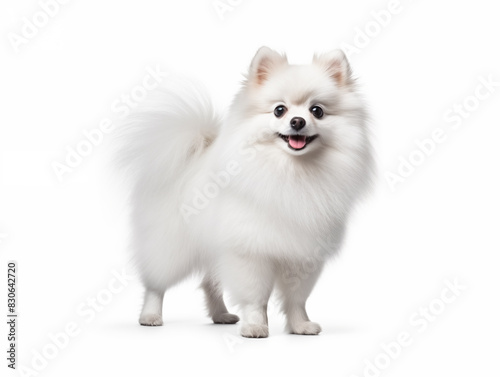 a white fluffy dog standing