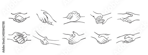  Hand Shake Line Art Set