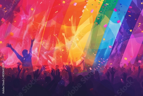 illustration of pride parade , LGBTQ parade , pride month, diversity , inclusion