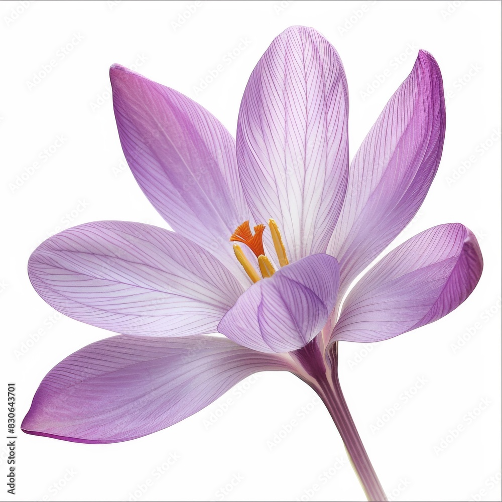 A vibrant purple flower stands out against a pure white background, showcasing its intricate details A vibrant purple flower stands out against a pure white background, showcasing its intricate details