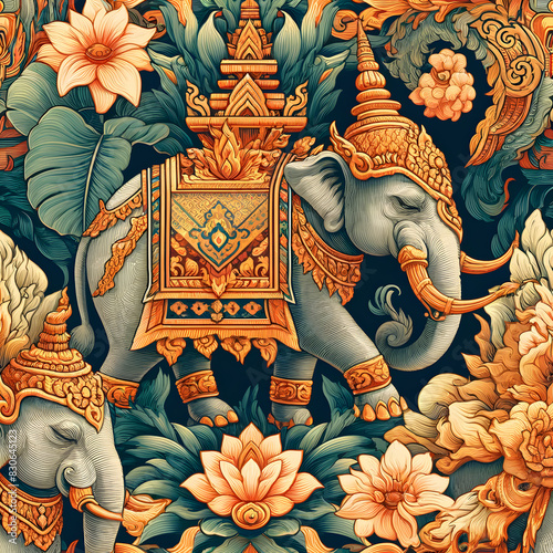 Thai elephant   shirt pattern