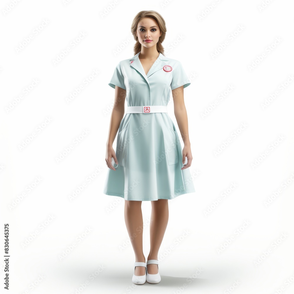 Cartoon nurse with stethoscope isolated on white background Cartoon nurse with stethoscope isolated on white background