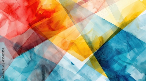 Abstract geometric background painted with watercolors