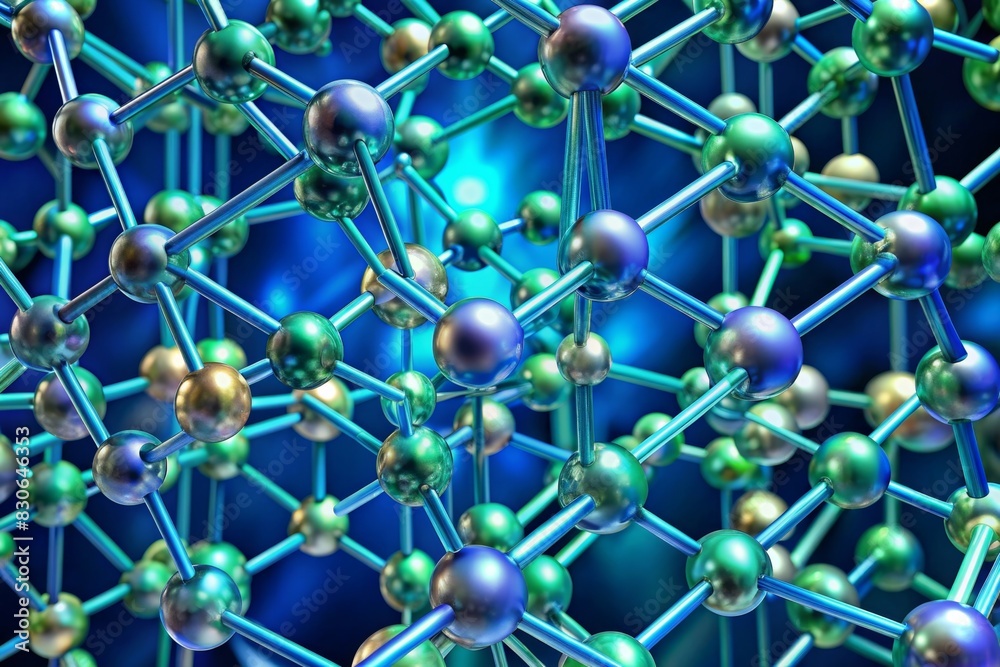 A detailed view of the crystal lattice structure of calcium fluoride (CaF2), showing the arrangement of calcium and fluoride ions in a cubic formation A detailed view of the crystal lattice structure of calcium fluoride (CaF2), showing the arrangement of calcium and fluoride ions in a cubic formation