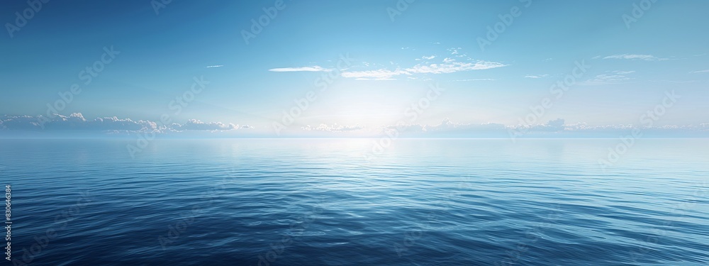 Obraz premium A minimalist background featuring a gradient of blue shades, evoking a calm ocean or sky.