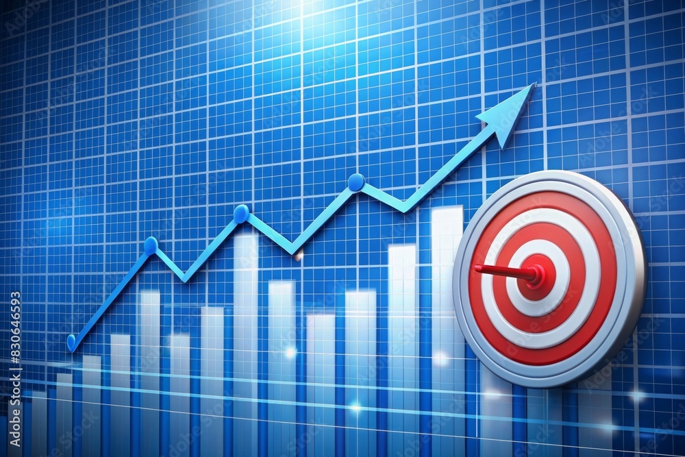 Goal business success strategy chart target or creative growth arrow achievement diagram and presentation finance marketing graph on development background Goal business success strategy chart target or creative growth arrow achievement diagram and presentation finance marketing graph on development background