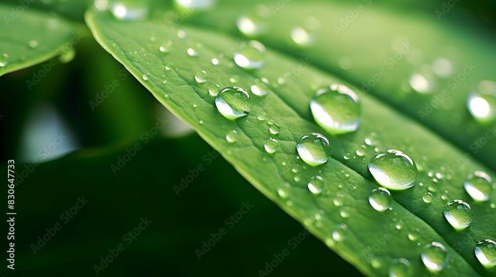 Digital dew on green leaves poster background Digital dew on green leaves poster background