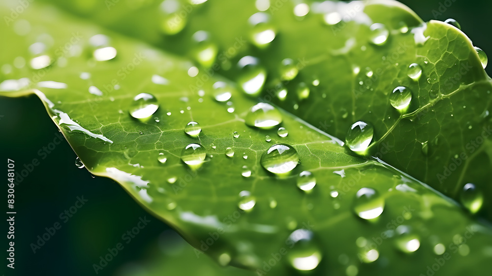 Digital dew on green leaves poster background Digital dew on green leaves poster background