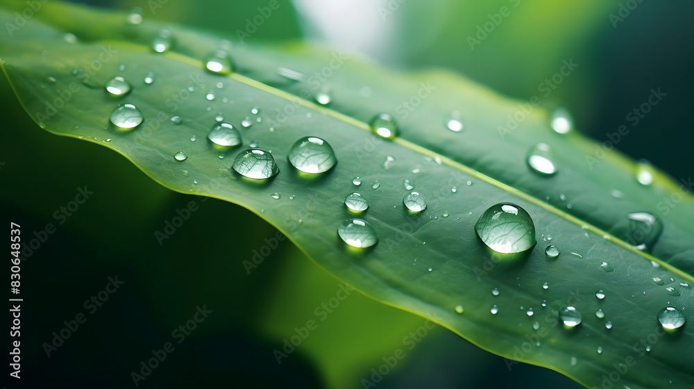 Digital dew on green leaves poster background Digital dew on green leaves poster background