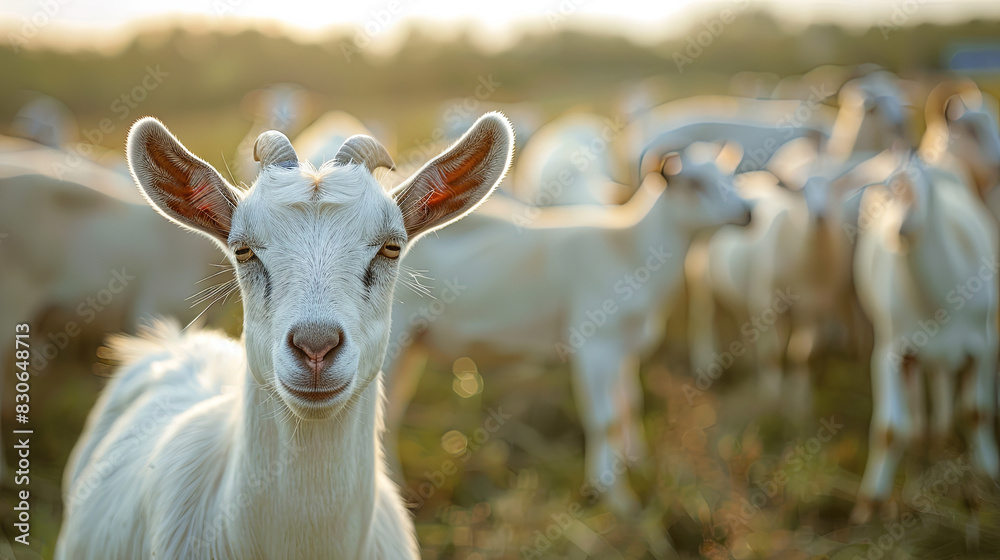 Fototapeta premium goats in the modern industrial farm, agriculture concept