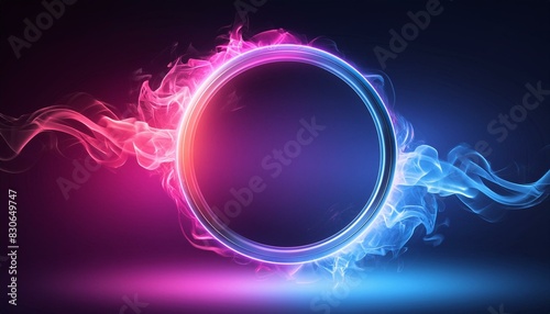 number 0 zero A circular flame with a gradient from blue to red pink on a dark background photo