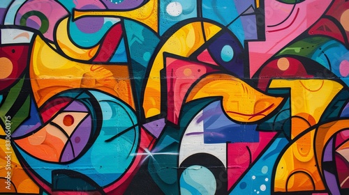Wallpaper Mural Street art mural full frame, vibrant colors, graffiti and text mix. Artistic expression through street art, bold colors and typography. Torontodigital.ca