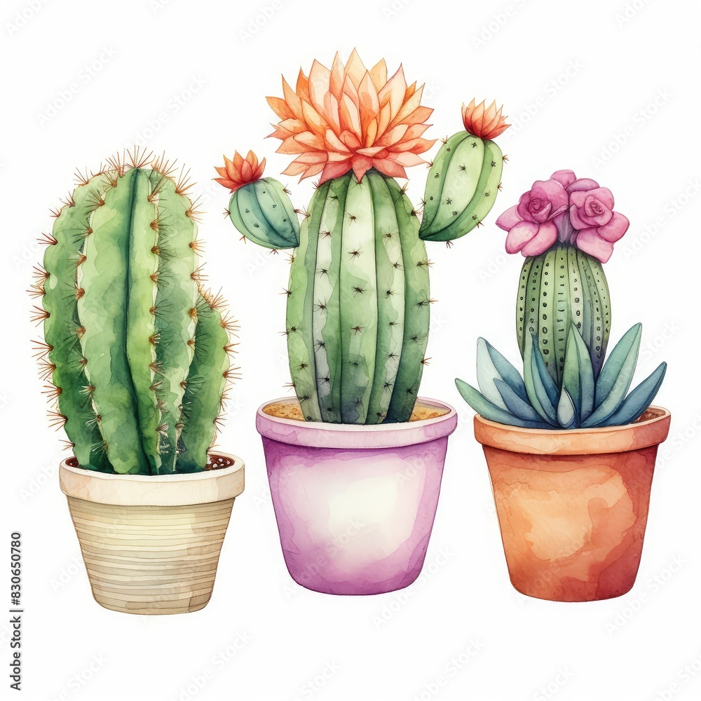 Cute cactus in the style of watercolor on white background. Cute cactus in the style of watercolor on white background.