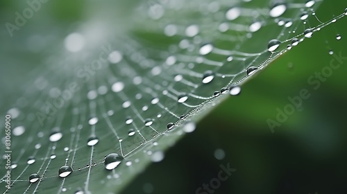 Water Droplets on a Spider Web with Morning Dew