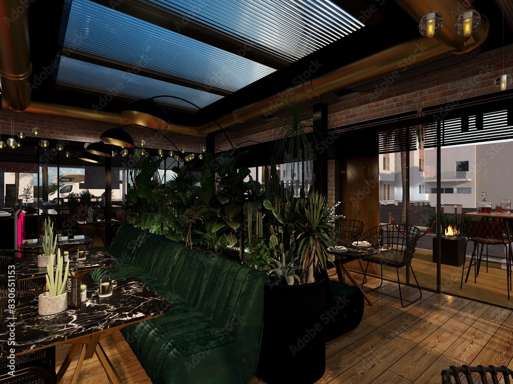 Naklejka premium restaurante de lujo de estilo industrial