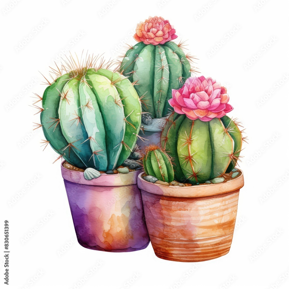 Cute cactus in the style of watercolor on white background. Cute cactus in the style of watercolor on white background.