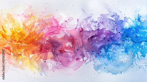 Handmade light background with abstract watercolor color splashes on paper