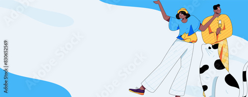 Virtual characters social communication concept business flat vector hand drawn illustration
