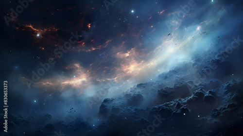 Digital space with milky way and nebula abstract graphic poster 