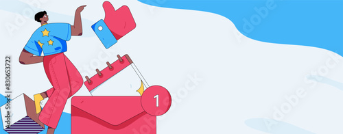 Virtual characters social communication concept business flat vector hand drawn illustration
