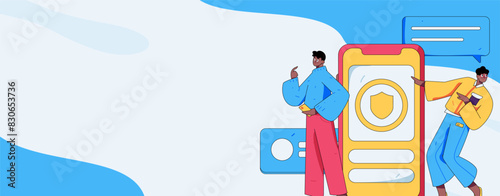 Virtual characters social communication concept business flat vector hand drawn illustration
