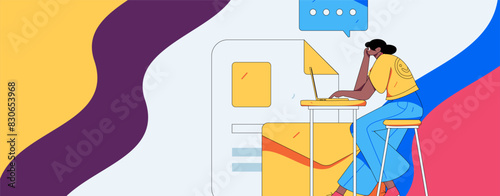 Virtual characters social communication concept business flat vector hand drawn illustration
