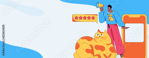 Virtual characters social communication concept business flat vector hand drawn illustration
