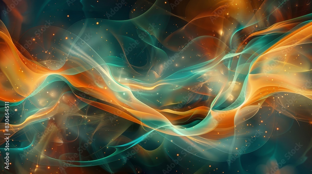 Fototapeta premium Dynamic Friendship Day abstract: tangerine and turquoise hues liquid textures background