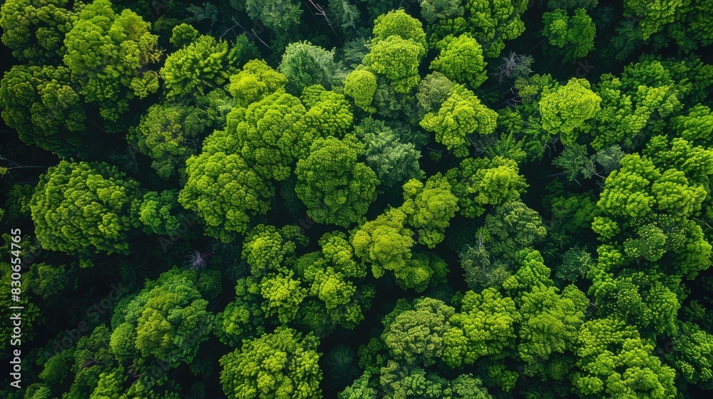 The vibrant green hue of the trees