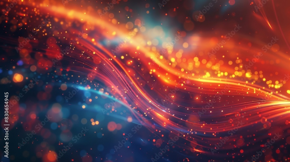 Obraz premium Celebratory Friendship Day setting: fiery reds-cool blues glowing particles background