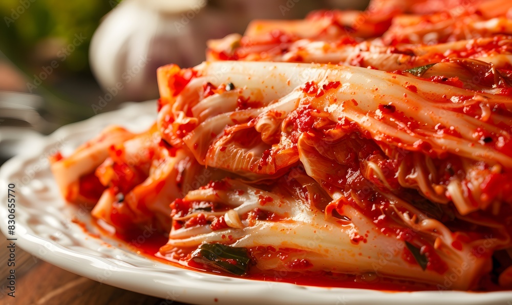 red and spicy-looking Korean food, kimchi, Generative AI