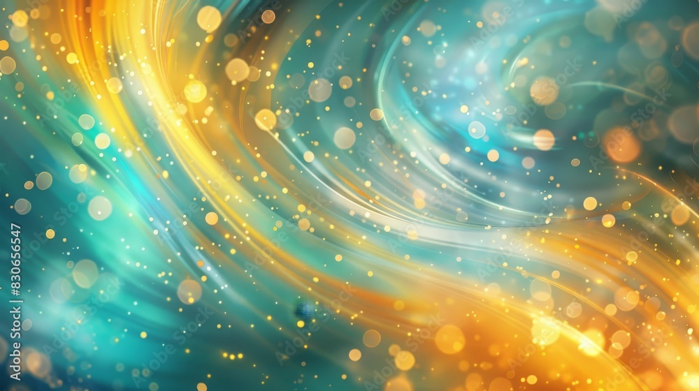 Dynamic Back to School with turquoise and golden yellow swirls soft bokeh glowing trails background Dynamic Back to School with turquoise and golden yellow swirls soft bokeh glowing trails background