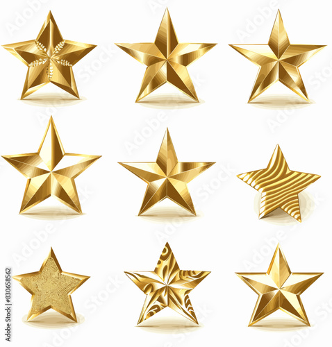 a set of golden stars on a white background
