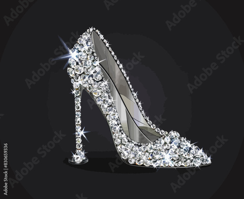 a high heeled shoe with lots of diamonds