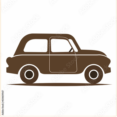 a brown and white car on a white background