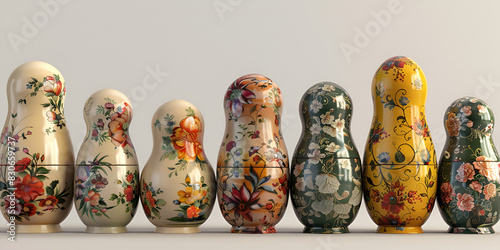 Row of russian nesting dolls in increasing sizes
 photo