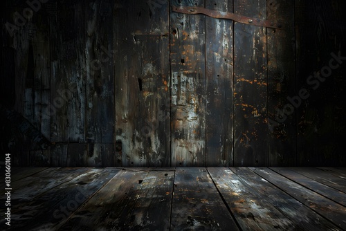 Grunge Wooden Floor and Wall for Product Presentation