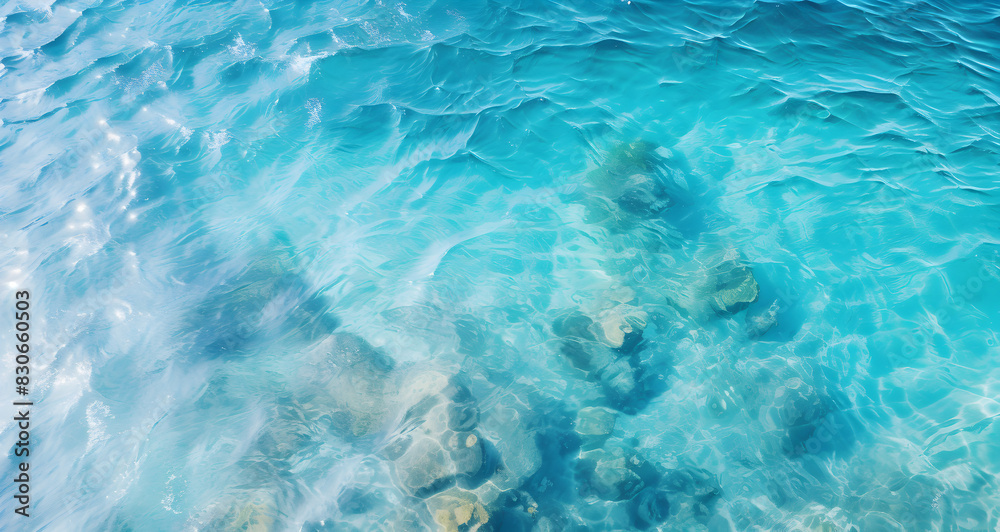 Beautiful tropical beach shore water surface pattern, Tranquil Seascape: Water Surface Pattern on Tropical Beach Shore - Coastal Beauty - Adobe Stock