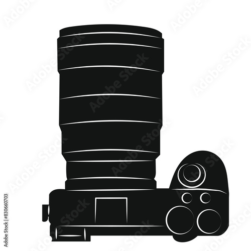 camera with a large lens top view silhouette