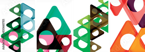 Abstract background set, showcasing a dynamic interplay of triangles. Fusion of modern design and geometric allure