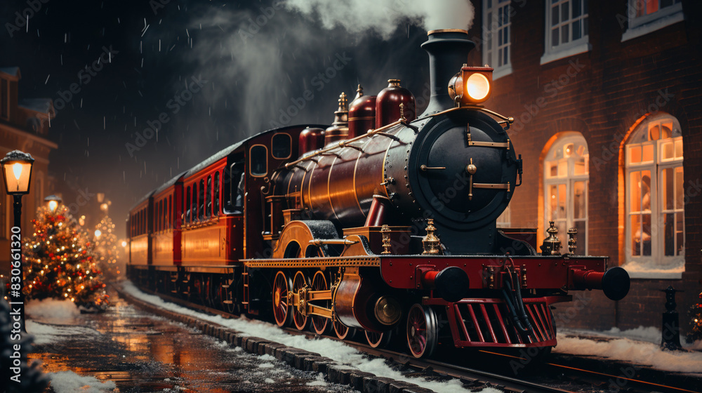A Steam Train Chugging Through a Snow Covered Forest A Steam Train Chugging Through a Snow Covered Forest