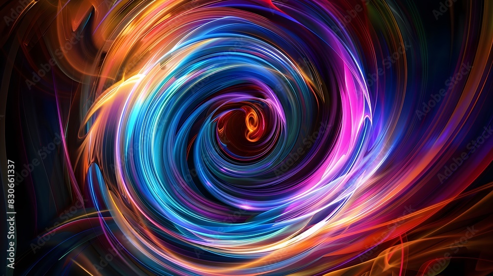 Abstract Digital Art with Colorful Light Effect on Black Abstract Digital Art with Colorful Light Effect on Black