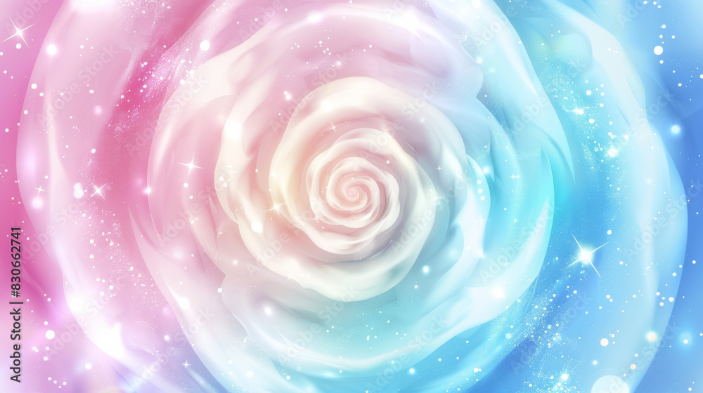 Whimsical Pastel Spiral Nebula with Sparkling Stars and Soft Glow