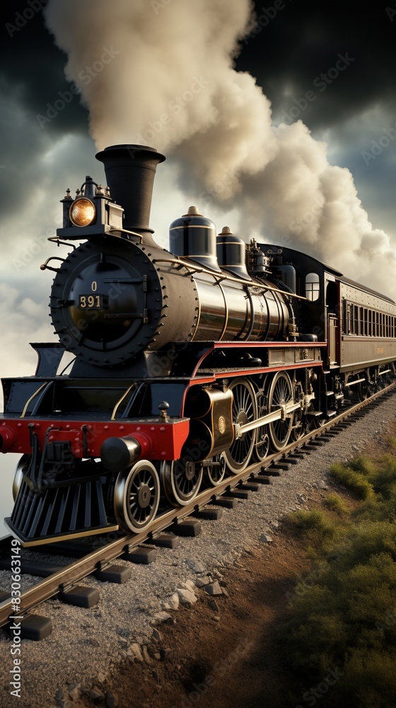 Obraz premium A Steam Train Chugging Through a Snow Covered Forest