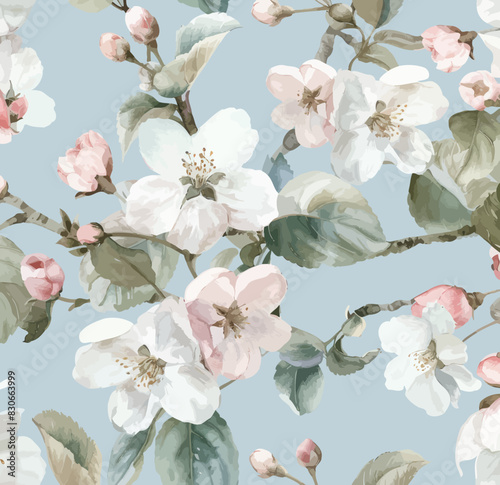a painting of flowers on a blue background