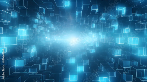 Wallpaper Mural Digital blue geometric AI abstract graphics poster background Torontodigital.ca